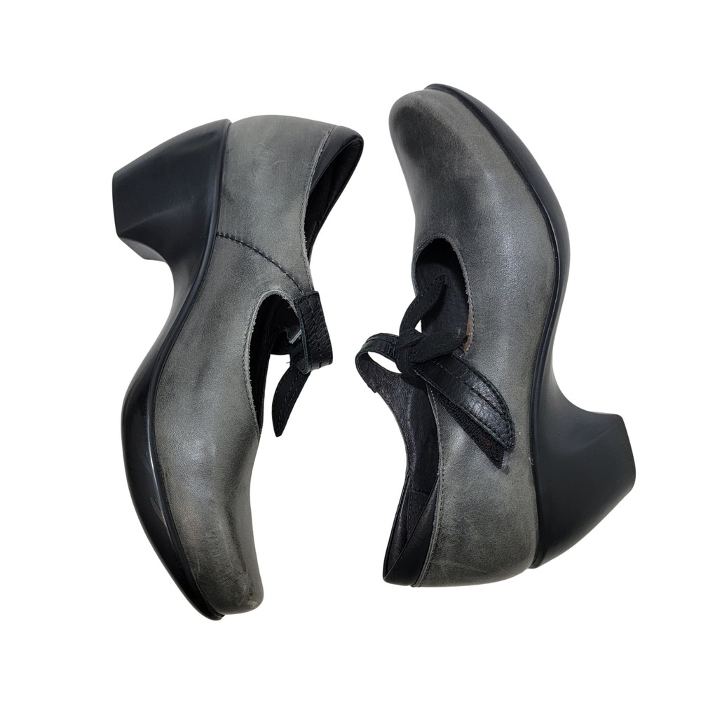 Naot Two-Tone Gray and Black Knot-Strap Heels - Picture 10 of 12